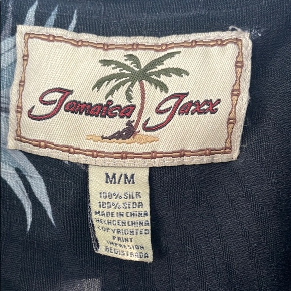 Jamaica Jaxx Casual Black and Cream Tropical Button Down Shirt Medium - Picture 6 of 15